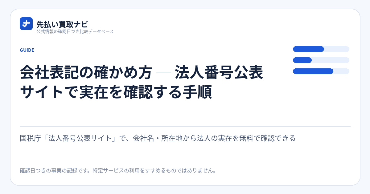 会社表記の確かめ方 ─ 法人番号公表サイトで実在を確認する手順の要点