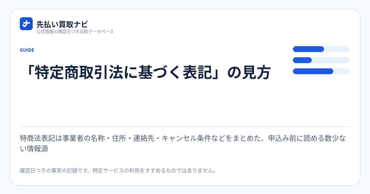 「特定商取引法に基づく表記」の見方の要点